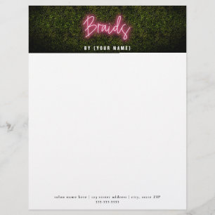Neon Boxwood Hair Salon Braids Professional Custom Letterhead