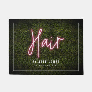 Neon Boxwood Hair Salon Cosmetologist Business Doormat