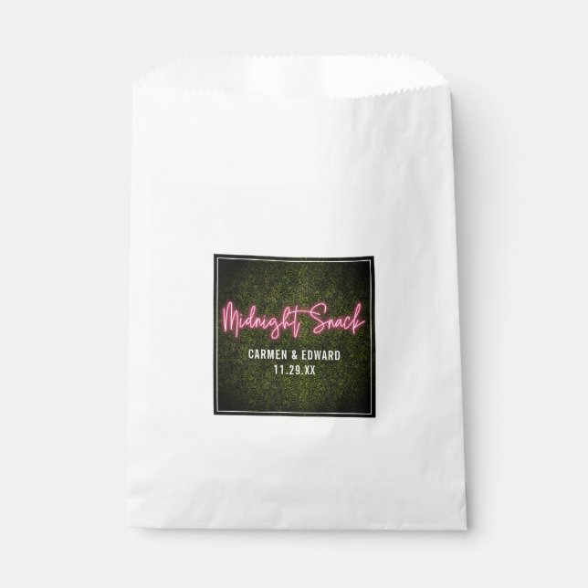 Neon Boxwood Midnight Snack Wedding Favour Bags (Front)