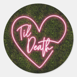 Neon Boxwood Til Death Wedding Classic Round Sticker