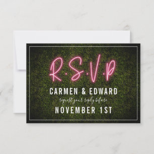 Neon Boxwood Wedding RSVP Card