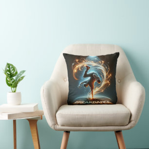 Neon Breakdancer Urban Street Art Throw Pillow