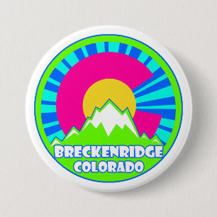 Neon Breckenridge Colorado flag burst button