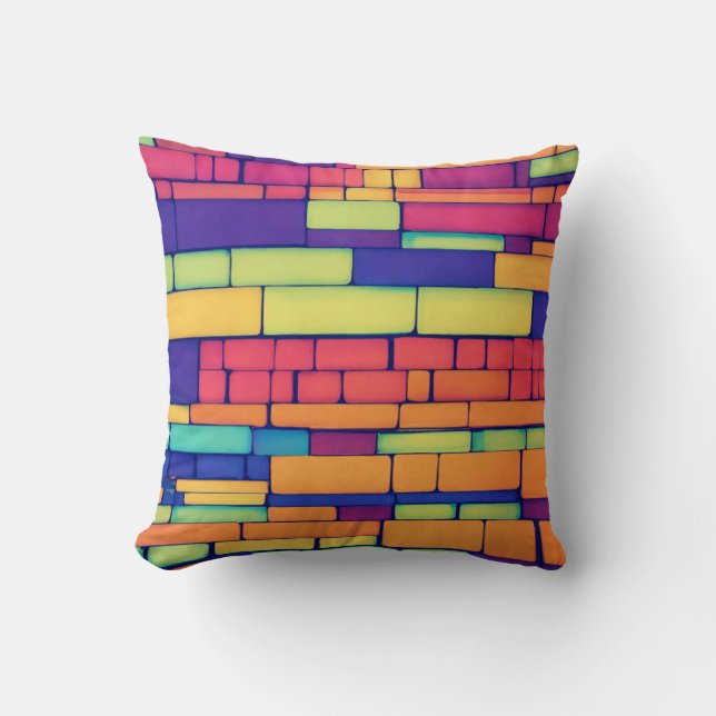 Neon Bricks Mosaic Design Cushion (Front)