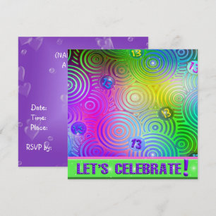 Neon Bright 13th Birthday Invite