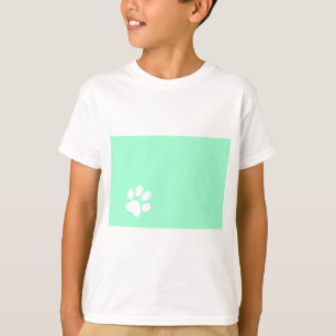 neon bright blue green teal paw print T-Shirt