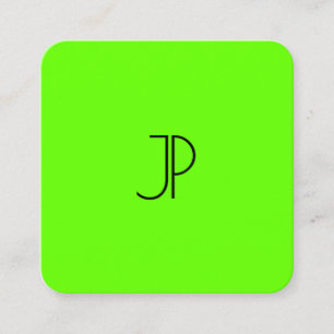 Neon Bright Brilliant Green Modern Template Square Business Card