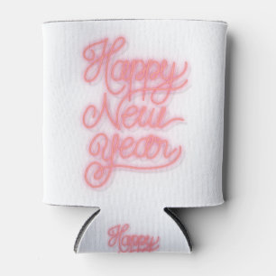 Neon bright happy new year social ads template can cooler