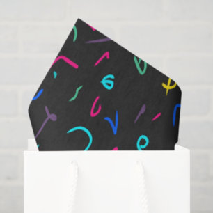 Neon Bright Marks on Black  Tissue Paper