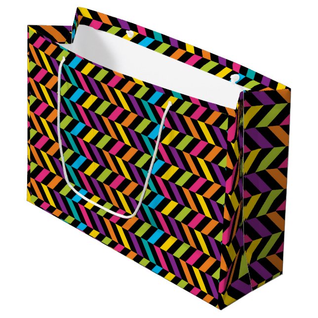 Neon Bright trendy fashion colourful design 1 Large Gift Bag (Front Angled)