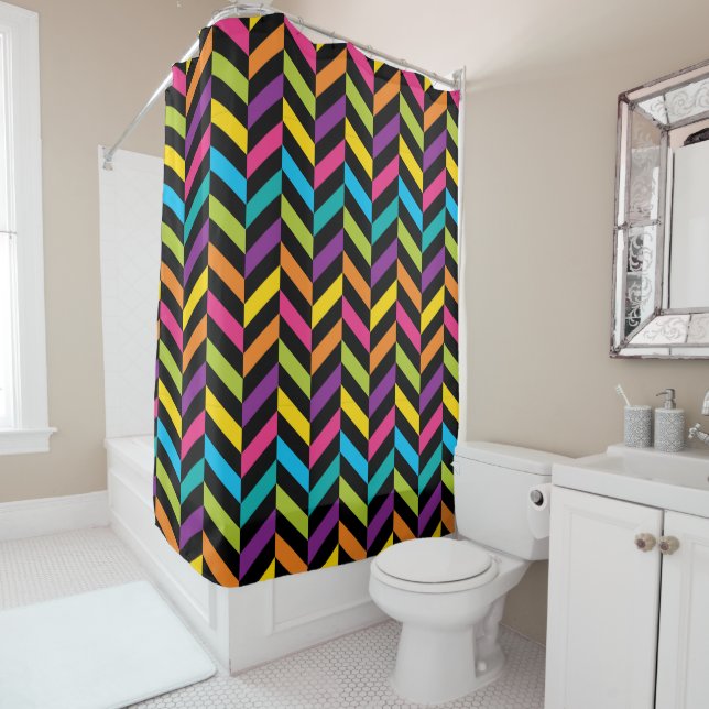 Neon Bright trendy fashion colourful design 1 Shower Curtain (In Situ)