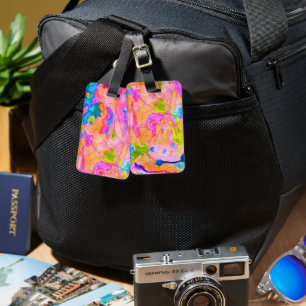 Neon Brights Abstract Painting Luggage Tag