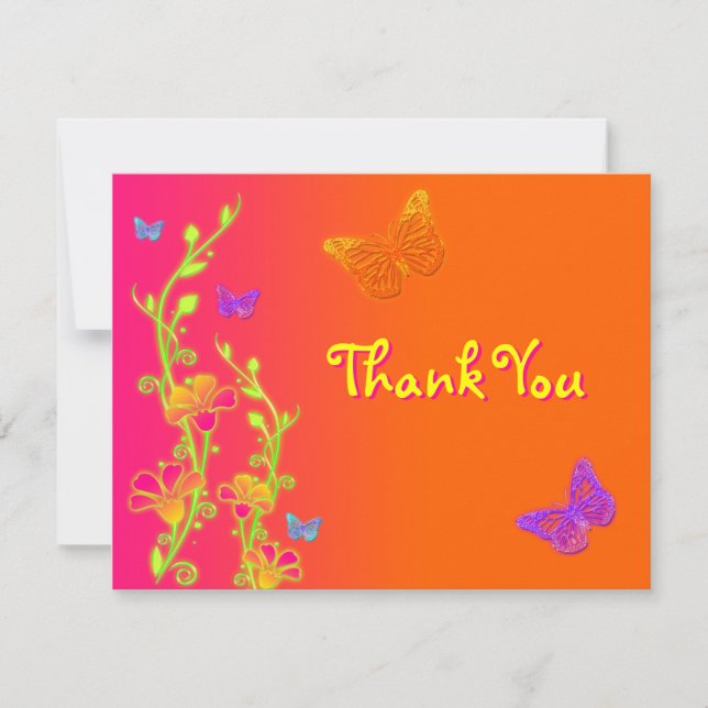 Neon Brights Bat Mitzvah Thank You Card 2 (Front)