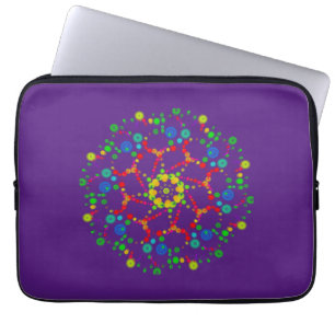 Neon Bubble Orbs Mandala on Deep Purple   Laptop Sleeve