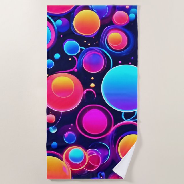 Neon Bubble Pattern Beach Towel (Front)