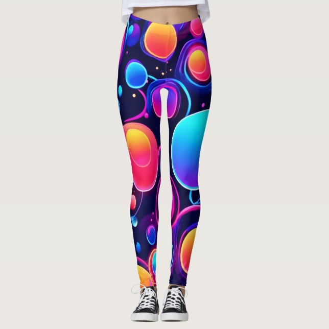 Neon Bubble Pattern Leggings (Front)