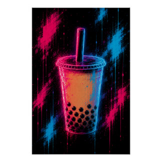 Neon Bubble Tea Poster