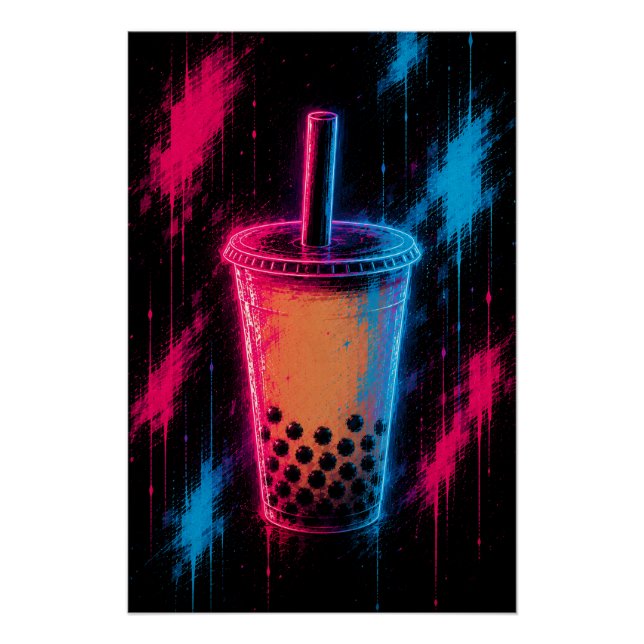 Neon Bubble Tea Poster (Front)