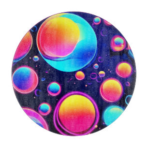 Neon Bubble Universe Cutting Board