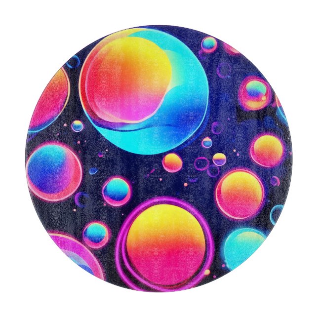 Neon Bubble Universe Cutting Board (Front)