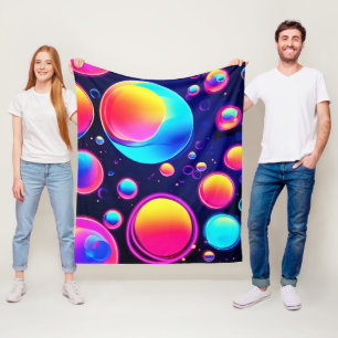 Neon Bubble Universe Fleece Blanket
