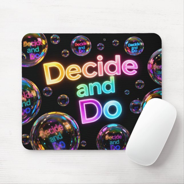 Neon Bubbles with Motivational Quote Mouse Mat (With Mouse)