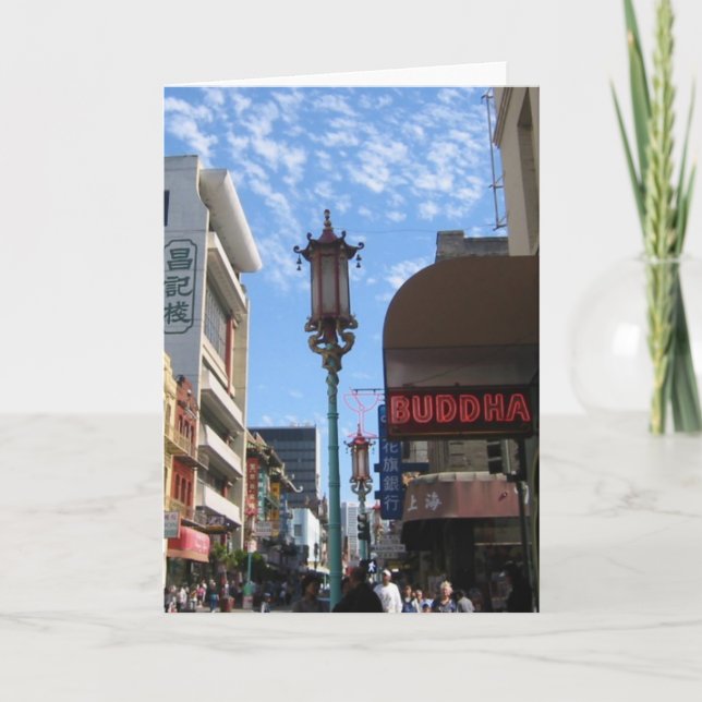 Neon Buddha San Francisco Note or Greeting Card (Front)