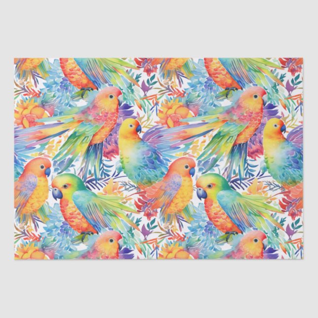 Neon budgies pattern tissue paper (Front)
