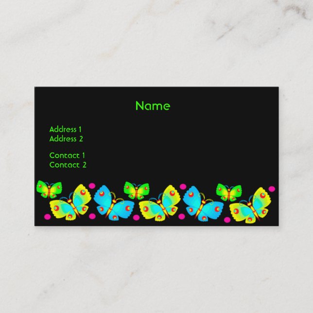 Neon Butterflies Profile Card (Front)