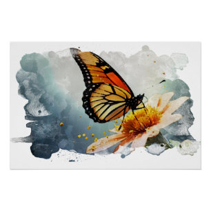 *~* Neon Butterfly Artistic Creative Flower AP52 Poster
