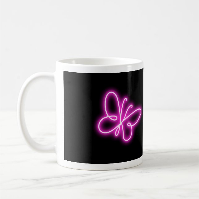 Neon butterfly coffee mug (Left)