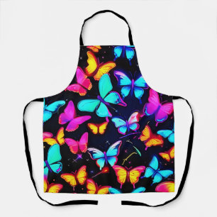 Neon Butterfly Pattern Apron