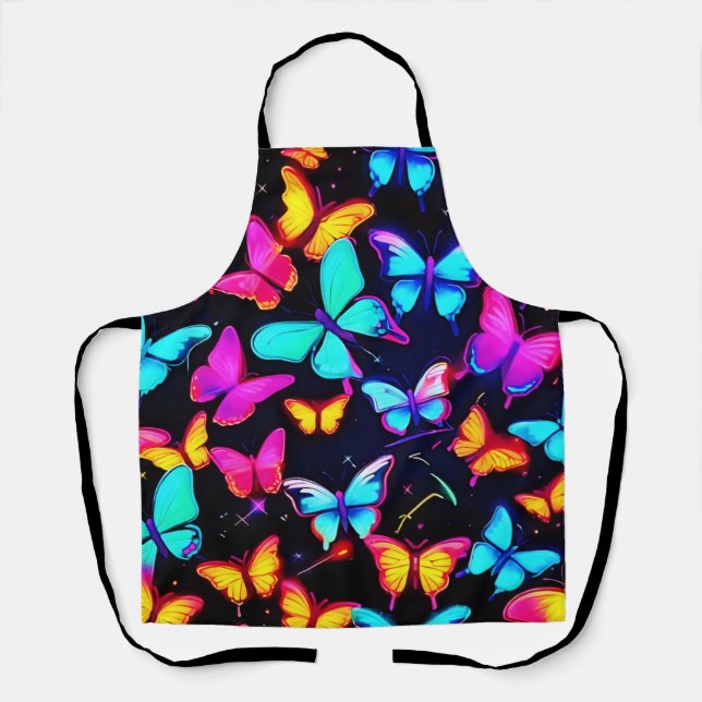 Neon Butterfly Pattern Apron (Front)