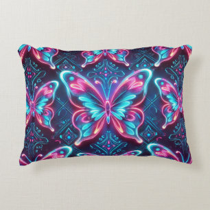 Neon butterfly pattern decorative cushion