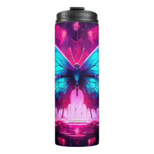 Neon Butterfly Thermal Tumbler