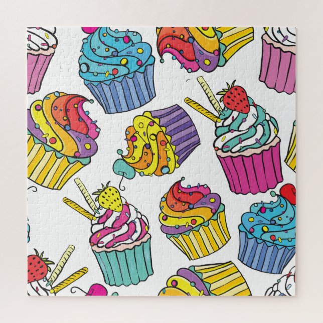 Neon Cakes: Pop Art Pattern. Jigsaw Puzzle (Vertical)