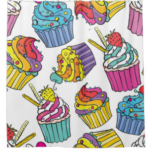 Neon Cakes: Pop Art Pattern. Shower Curtain