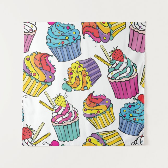 Neon Cakes: Pop Art Pattern. Tapestry (Front)