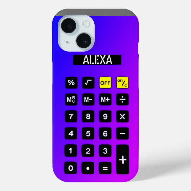 Neon Calculator with Name  Case-Mate iPhone Case (Back)