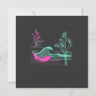 NEON CALM – Retro Wave & Botanical Line Art Holiday Card