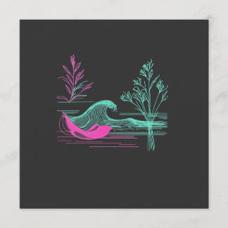 NEON CALM – Retro Wave & Botanical Line Art Invitation