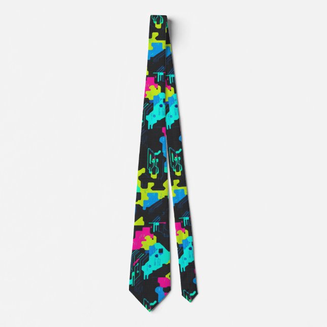 Neon Camouflage Pattern Tie (Front)
