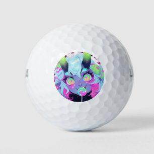 Neon Candy Demon Monster Girl Aesthetic Golf Balls
