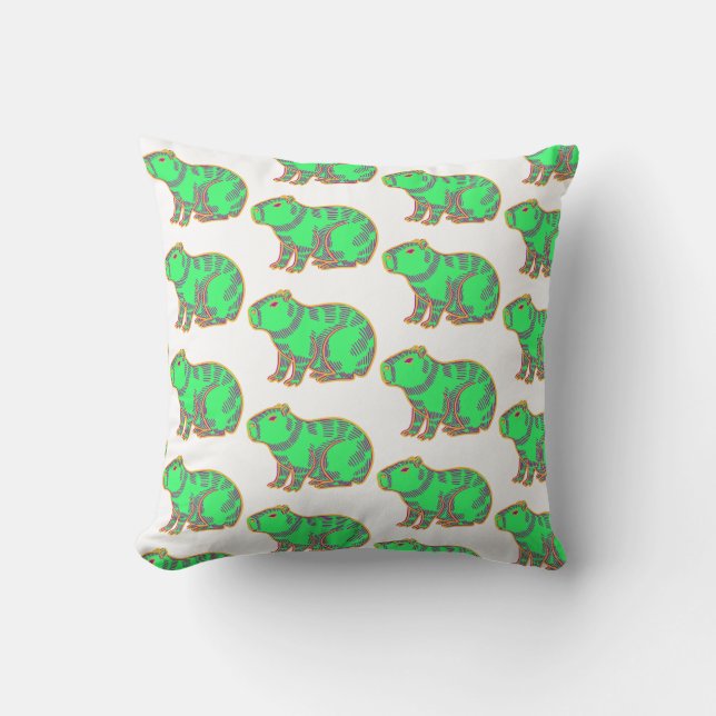 Neon Capybara – Cute Colorful Animal  Cushion (Front)