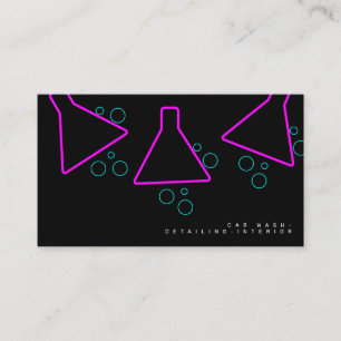 Neon Car Wash Interior Designer Logo C Business Card