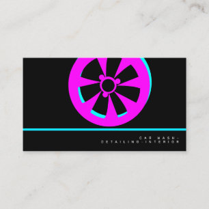 Neon Car Wash Interior Designer Rim Logo Business Card