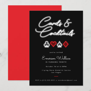Neon Cards & Cocktails Birthday Party Invitation