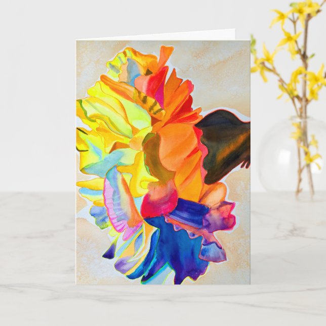 Neon Carnation watercolor flower Card (Yellow Flower)