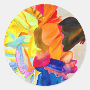 Neon Carnation watercolor flower Classic Round Sticker
