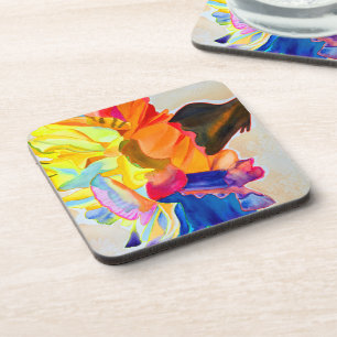 Neon Carnation watercolor flower Coaster